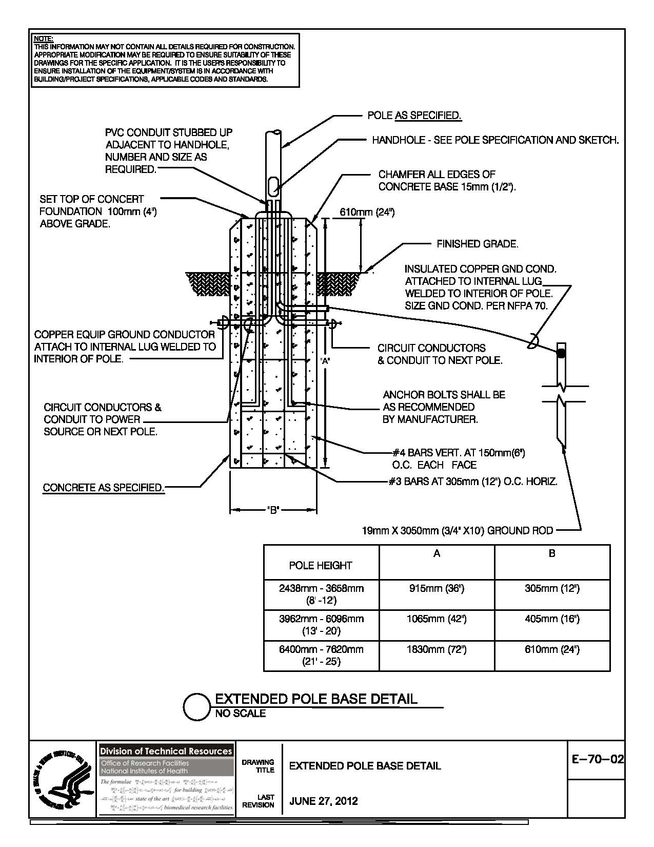 E 70 02_Extended Pole Base Detail
